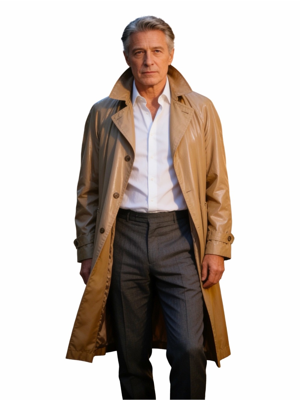 Sulka Men's Vintage Satin Raincoat | Buckle Collar | Lightweight